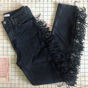 Zara high rise skinny jeans with side fringe